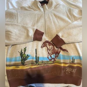 Ariat half zip sweater with horse design